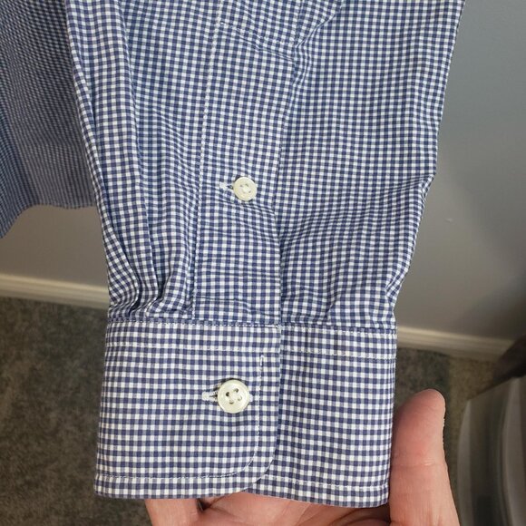 Ralph Lauren Mens Blue Gingham Check Button Down Shirt Large L Yellow Pony/R88 - Picture 5 of 8